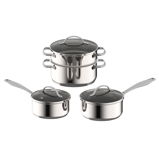MasterPro 4Pcs Cookware Set Stainless Steel Saucepan Casserole Universal Steamer