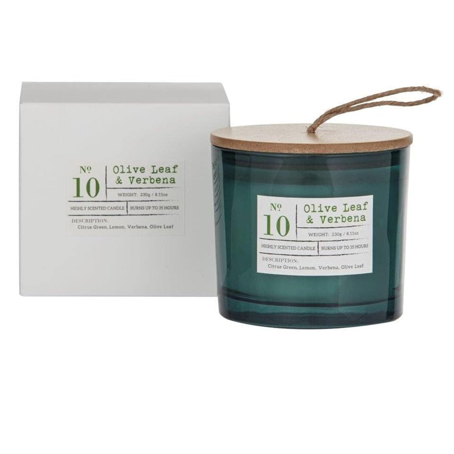 Olive Leaf & Verbena Scented Candle Jar Amalfi, Gift Box