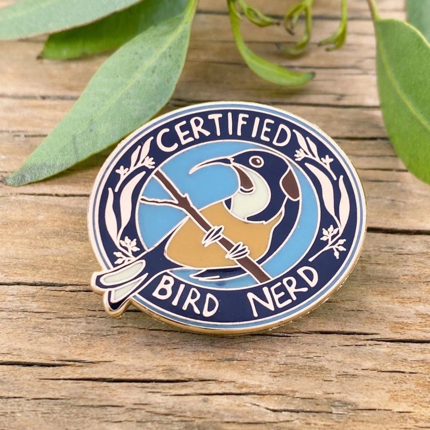 Australian jewellery - 3.5cm Enamel Pin - Certified Bird Nerd
