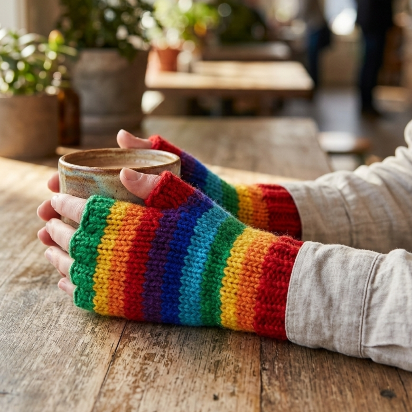100% Wool Unisex Rainbow Hand & Wrist Warmers