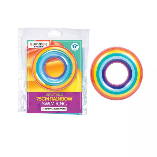 Inflatable 75cm Swim Ring Rainbow
