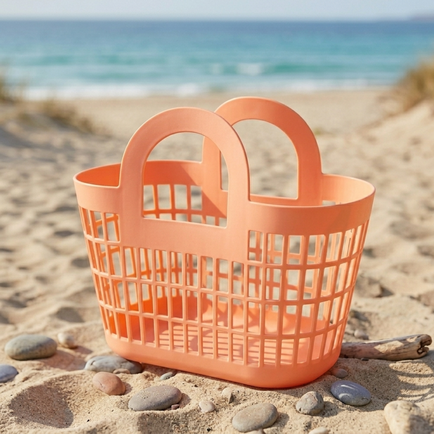 Gifts -  Retro Small Basket Bag Peach
