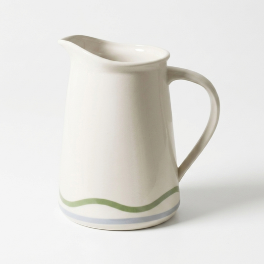Summer Ribbon Water Jug 1.4L Vintage White With Green