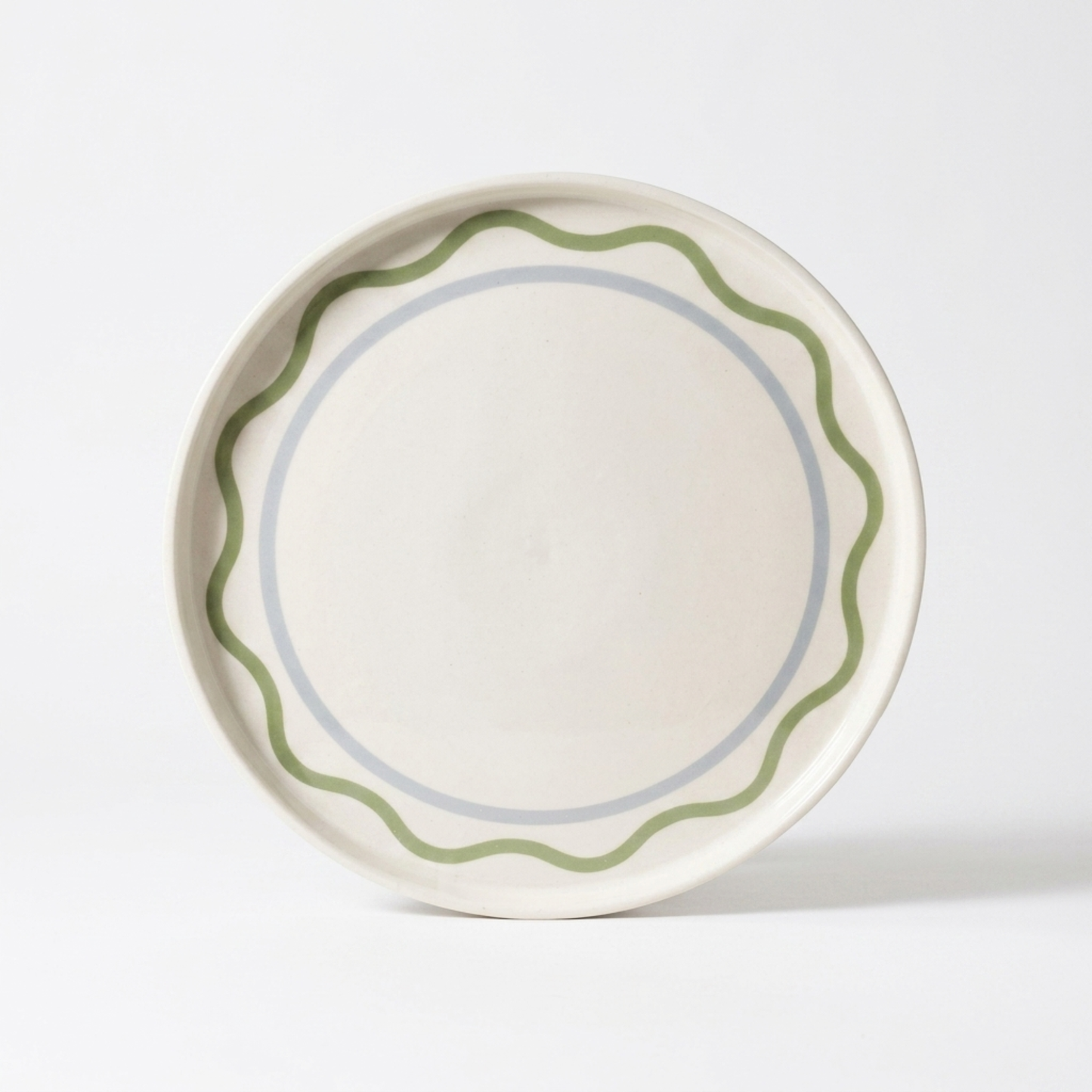 Summer Ribbon Round Platter -Green/Cream