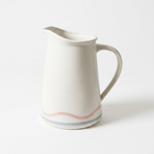 Summer Ribbon Water Jug 1.4L Vintage White With Pink