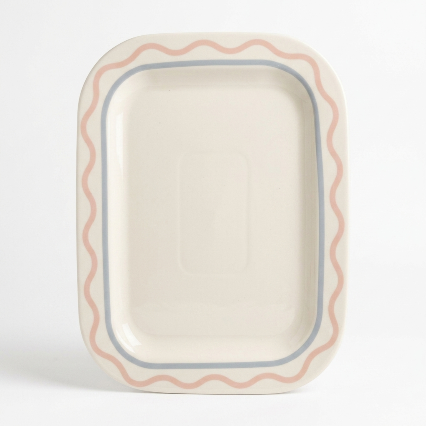 Summer Ribbon Rectangle Platter 37 x 28.5 x 2.5cm - Pink/Cream