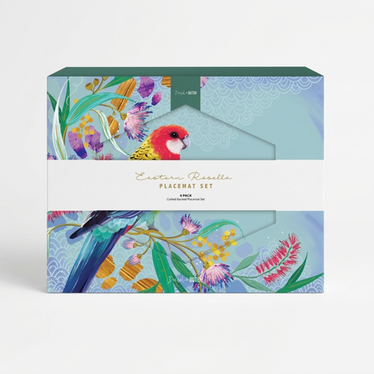 4pc Australian Rosella Dining Table Cork Backed Placemats