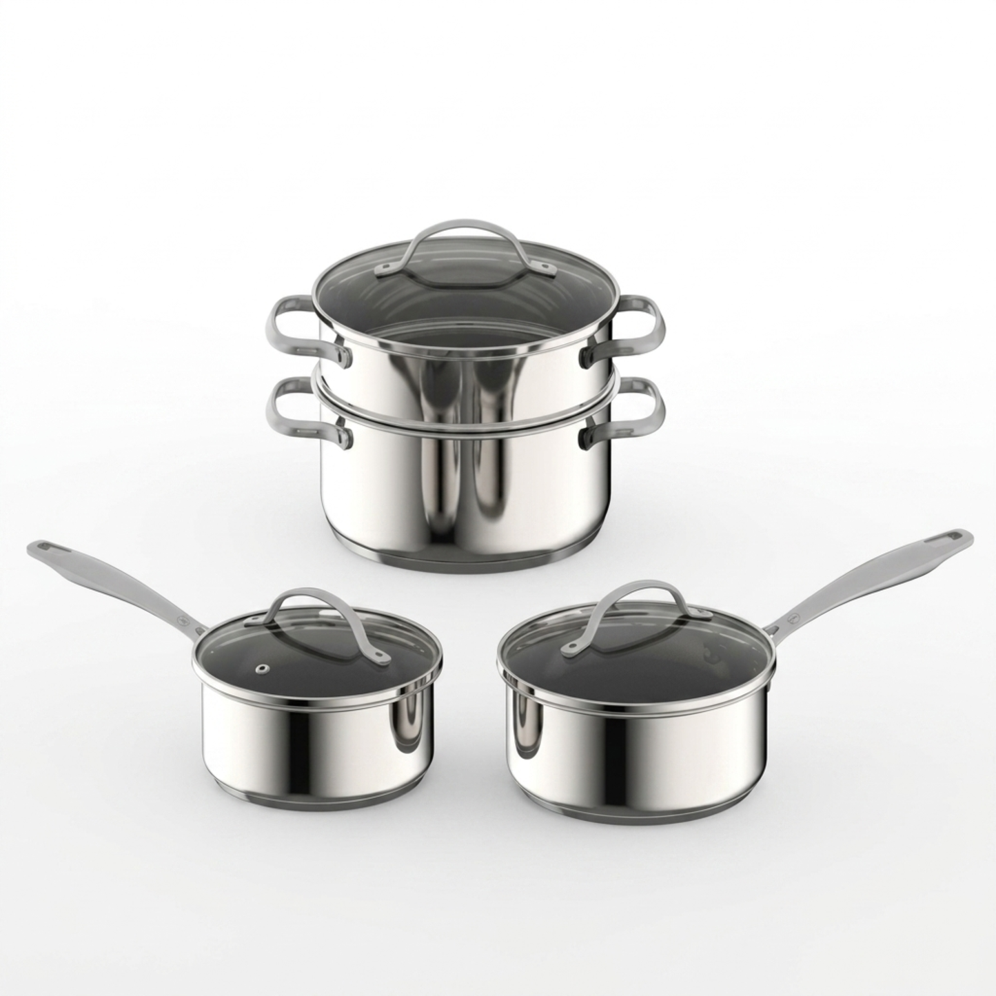 MasterPro 4Pcs Cookware Set Stainless Steel Saucepan Casserole Universal Steamer