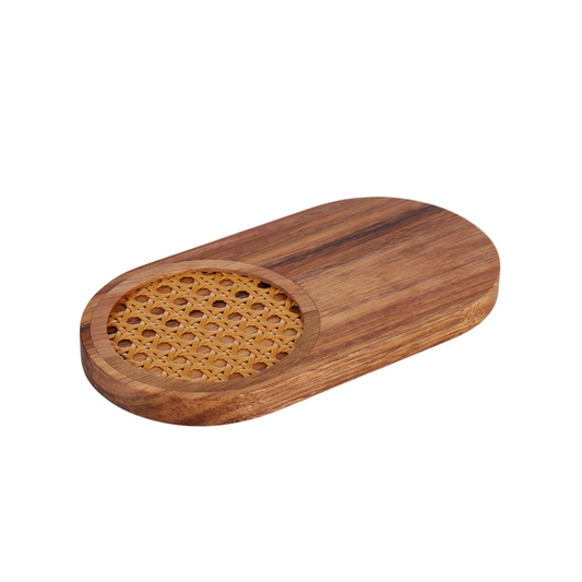 Acacia & Rattan Snack Serving Board - Small