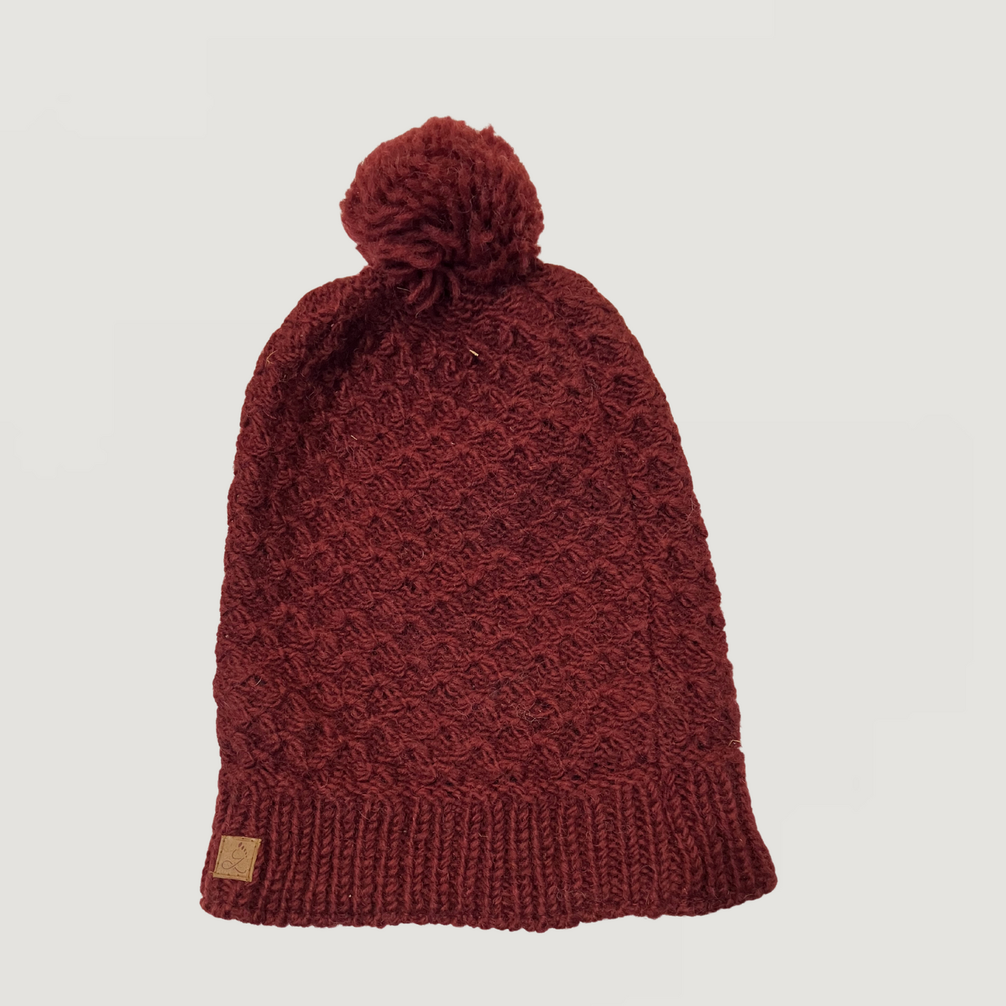 100% Wool Unisex Pom Pom Slouch Beanie Hat Adults & Kids
