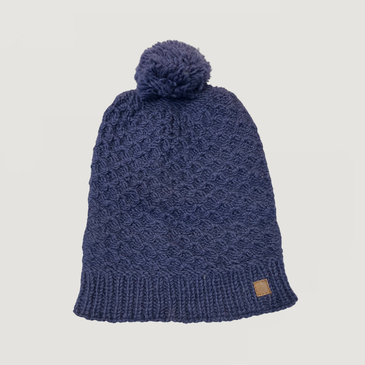100% Wool Unisex Pom Pom Slouch Beanie Hat Adults & Kids