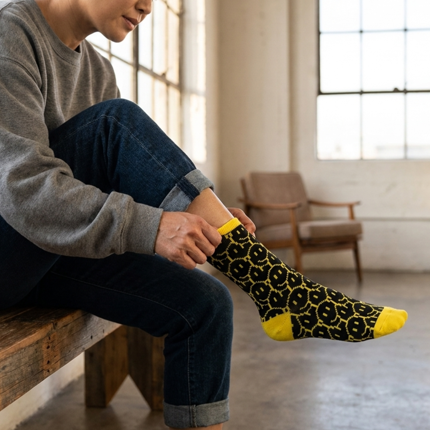 Yellow Smile Socks One Size