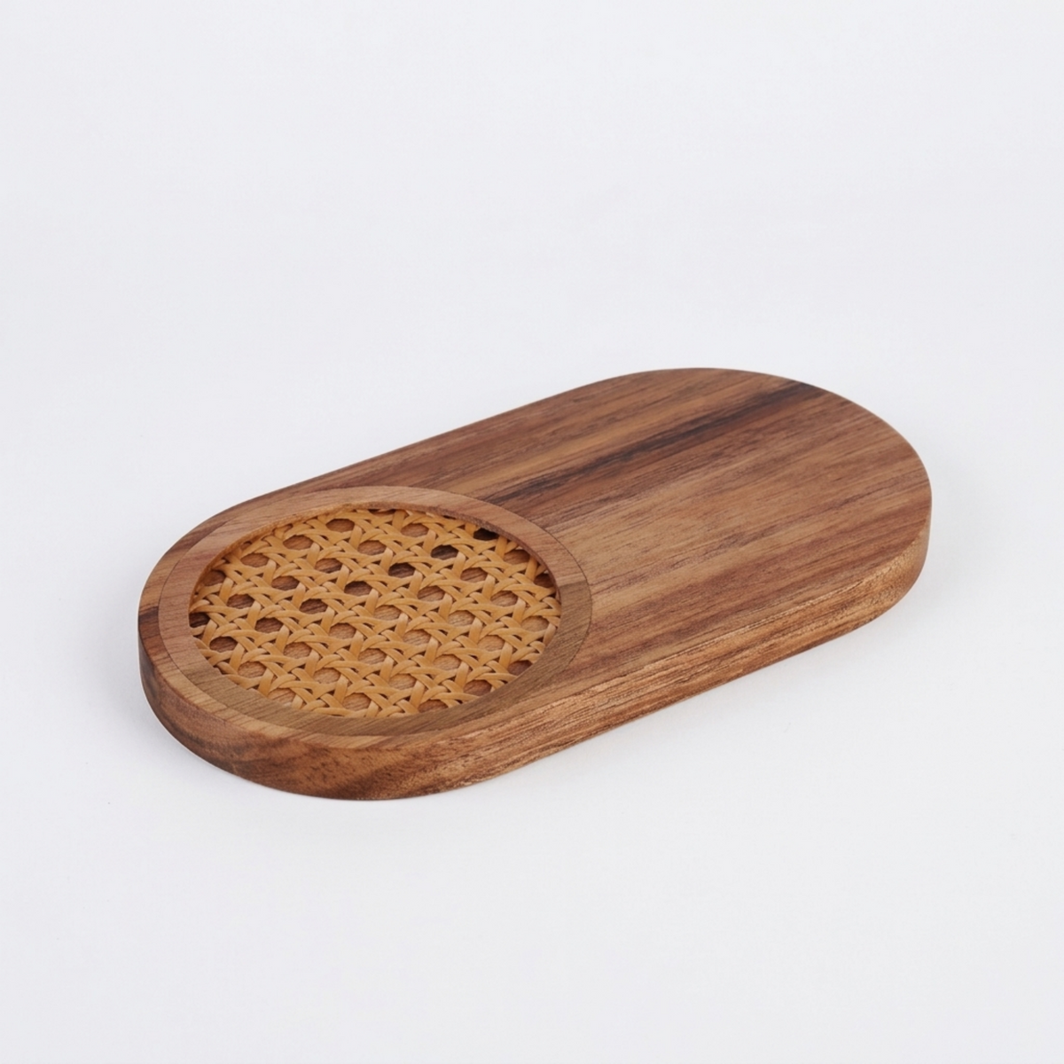 Acacia & Rattan Snack Serving Board - Small