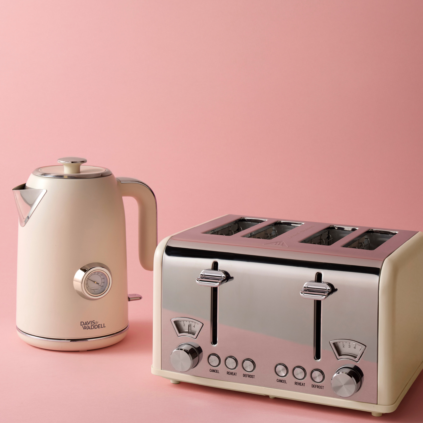 Davis & Waddell Newbury Vintage Toaster & Kettle Set – Cream