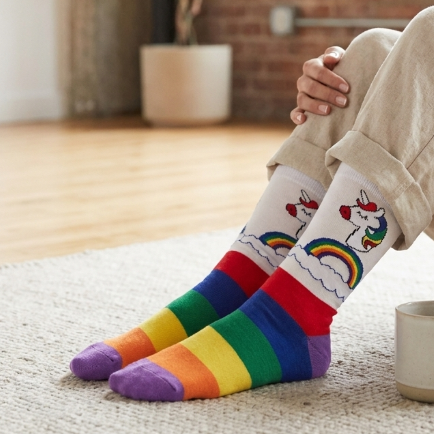 White Unicorn Socks One Size