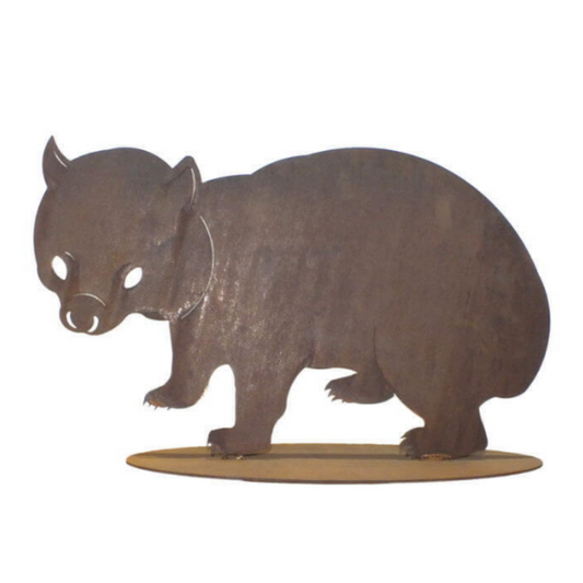 Wombat Metal Sculpture on stand - Australian made (Large)