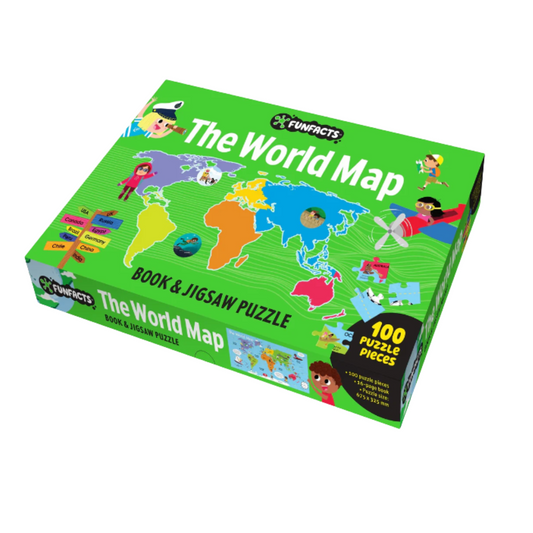 Toys - World Map 104 piece Puzzle & Book - Stem