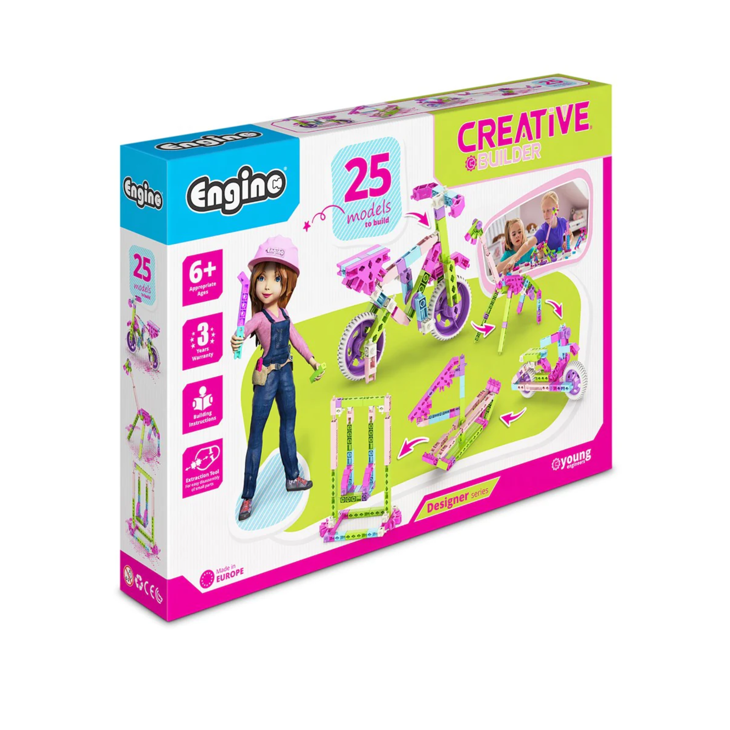 STEM activity kit for girls featuring a Creative Builder with 25 models for hands-on learning and engineering skills.
