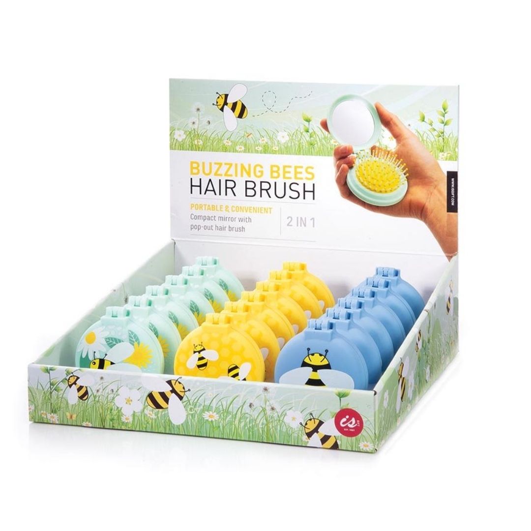 Gifts | Mini Folding Hairbrush With Mirror Bee (1pc)